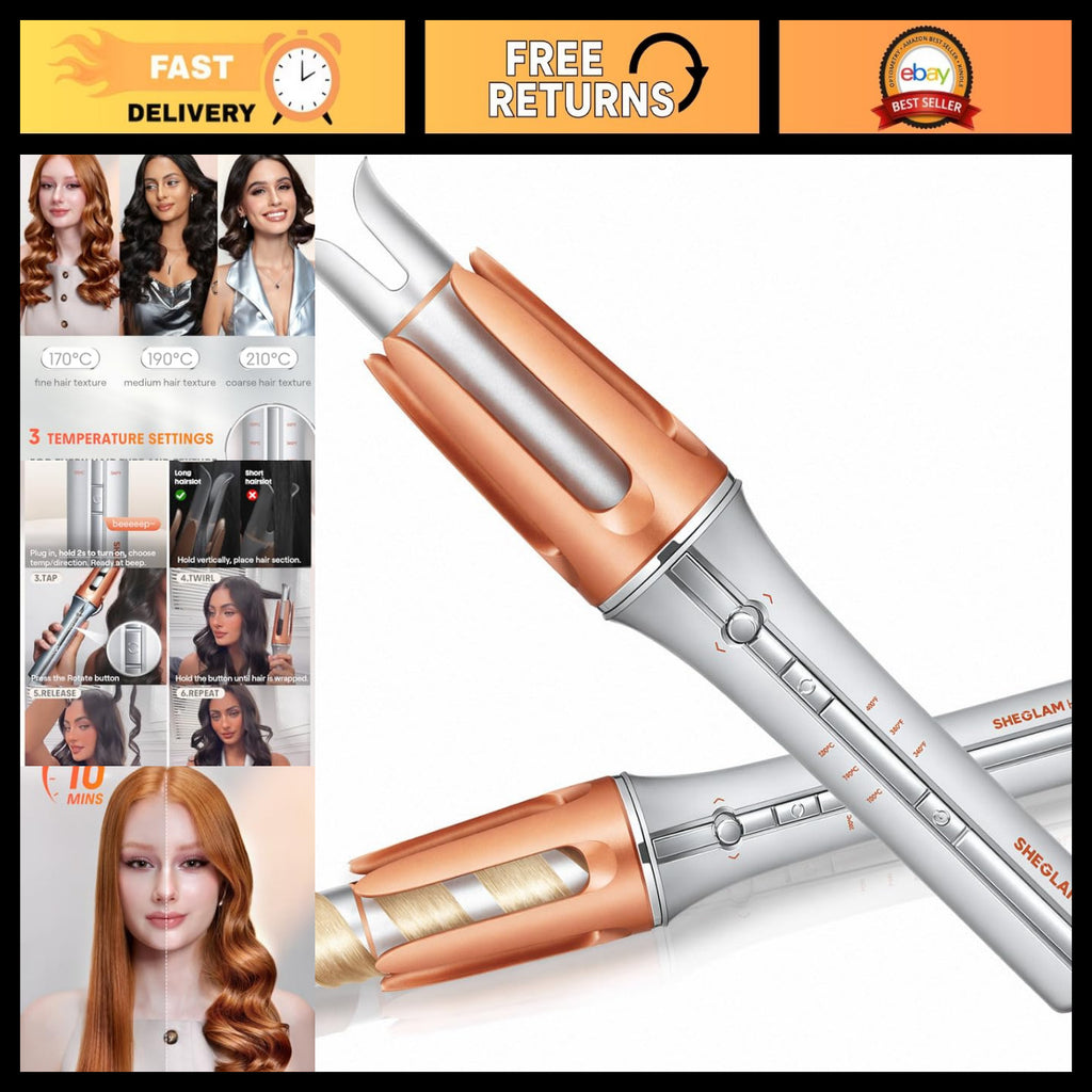 Automatic Curling Iron 1 Inch - Fast Heating, Travel-Friendly, Easy Curling