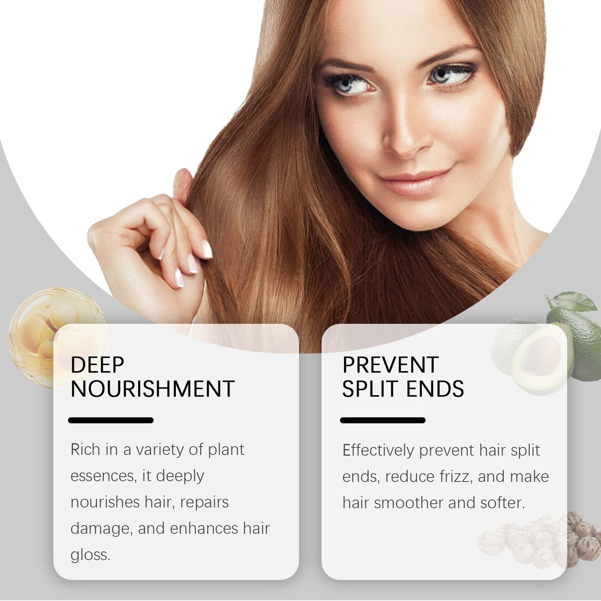Hair Serum for Dry Frizzy Hair Nourishing Leave-in Treatment Smoothing Shine