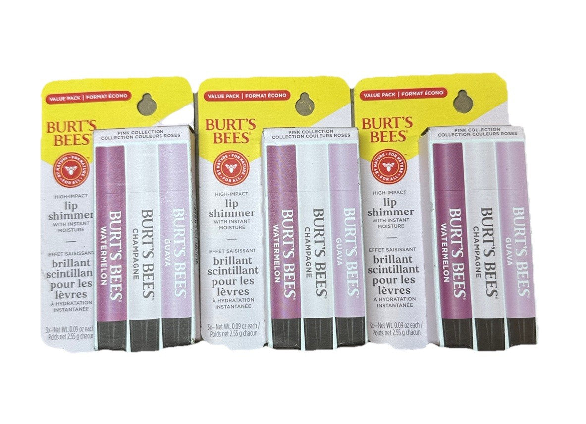 Burt's Bees Lip Shimmer Pink Collection Tinted Lip Balm Stick Set