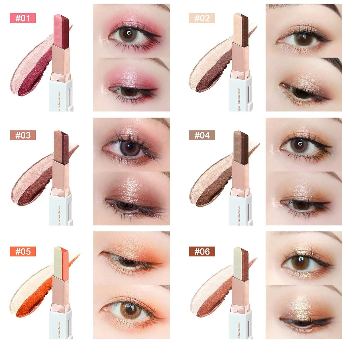 12-Color Glitter Eye Shadow Stick Set with Gradient & Waterproof Formula