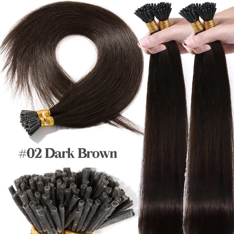 Remy Human Hair Extensions I-Tip Stick Tips Balayage & Solid Colors