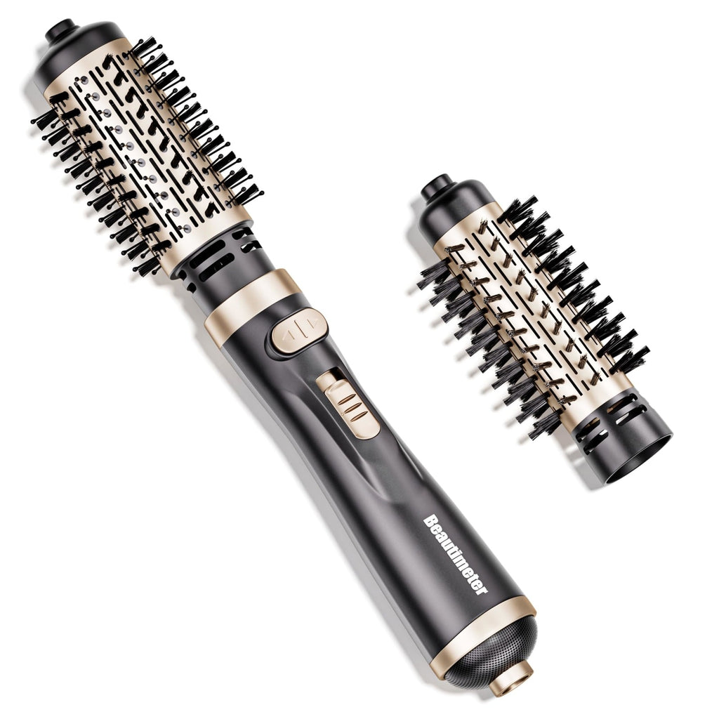 3-in-1 Rotating Hair Dryer Brush with Ceramic Coating and Interchangeable Attachments