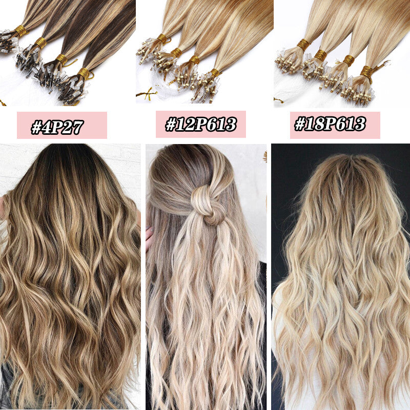 Micro Loop Hair Extensions Beads Ring Tips for Human Hair - Full Head