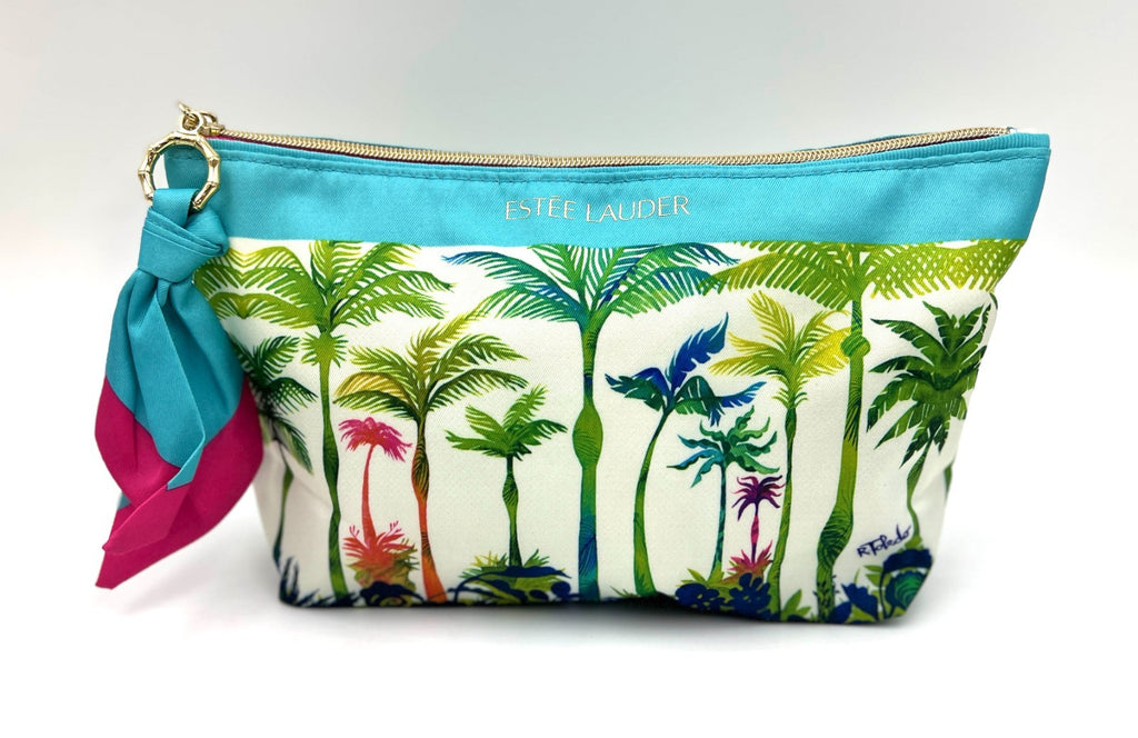 Estée Lauder Palm Tree Printed Makeup Bag with Zipper - Travel Organizer