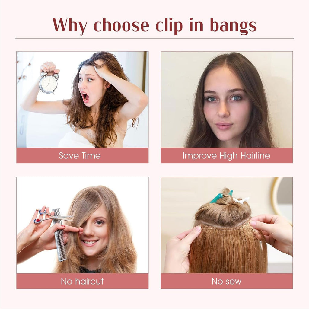 Real Human Hair Topper Clip-In Bangs for Women - Natural Remy Hair