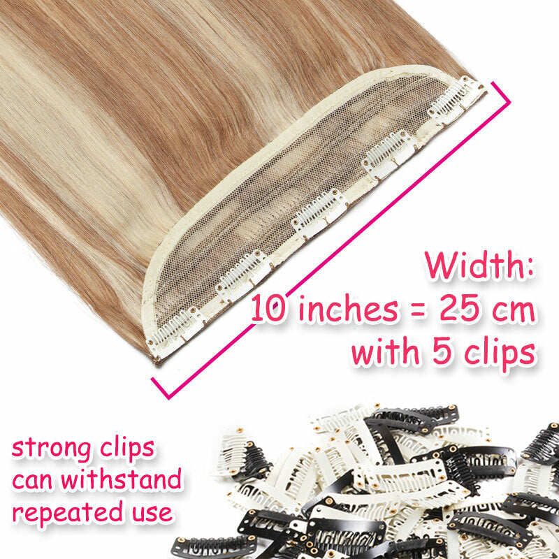 Remy Human Hair Extensions Full Head Clip-In Hairpiece - Natural & Highlight Options
