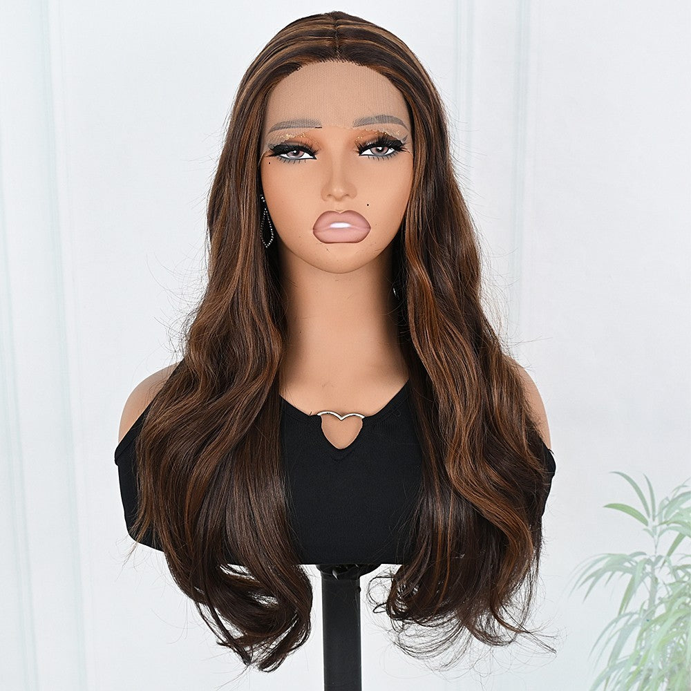 Glueless Lace Front Wigs for Women Long Body Wave Ombre Color Pre Plucked Synthetic Hair