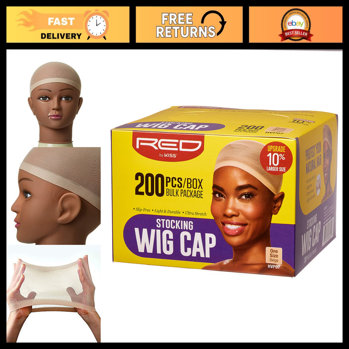 200PCS Breathable Red Wig Caps - Lightweight Secure Hair Cover