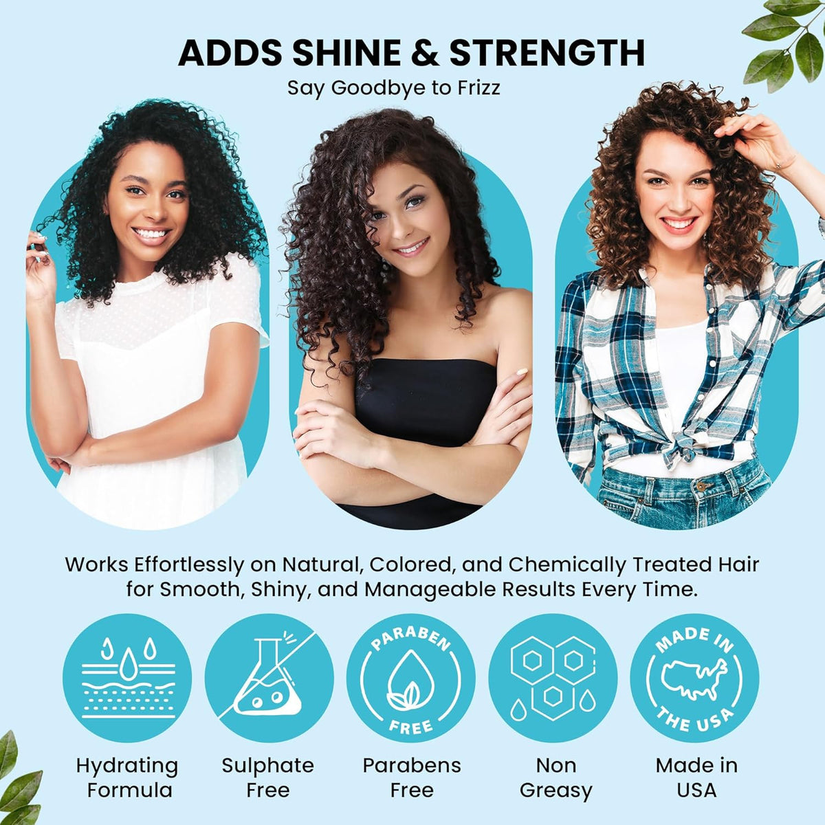 Heat Protectant Hair Spray with Rosemary & Natural Oils - Anti Frizz Detangler