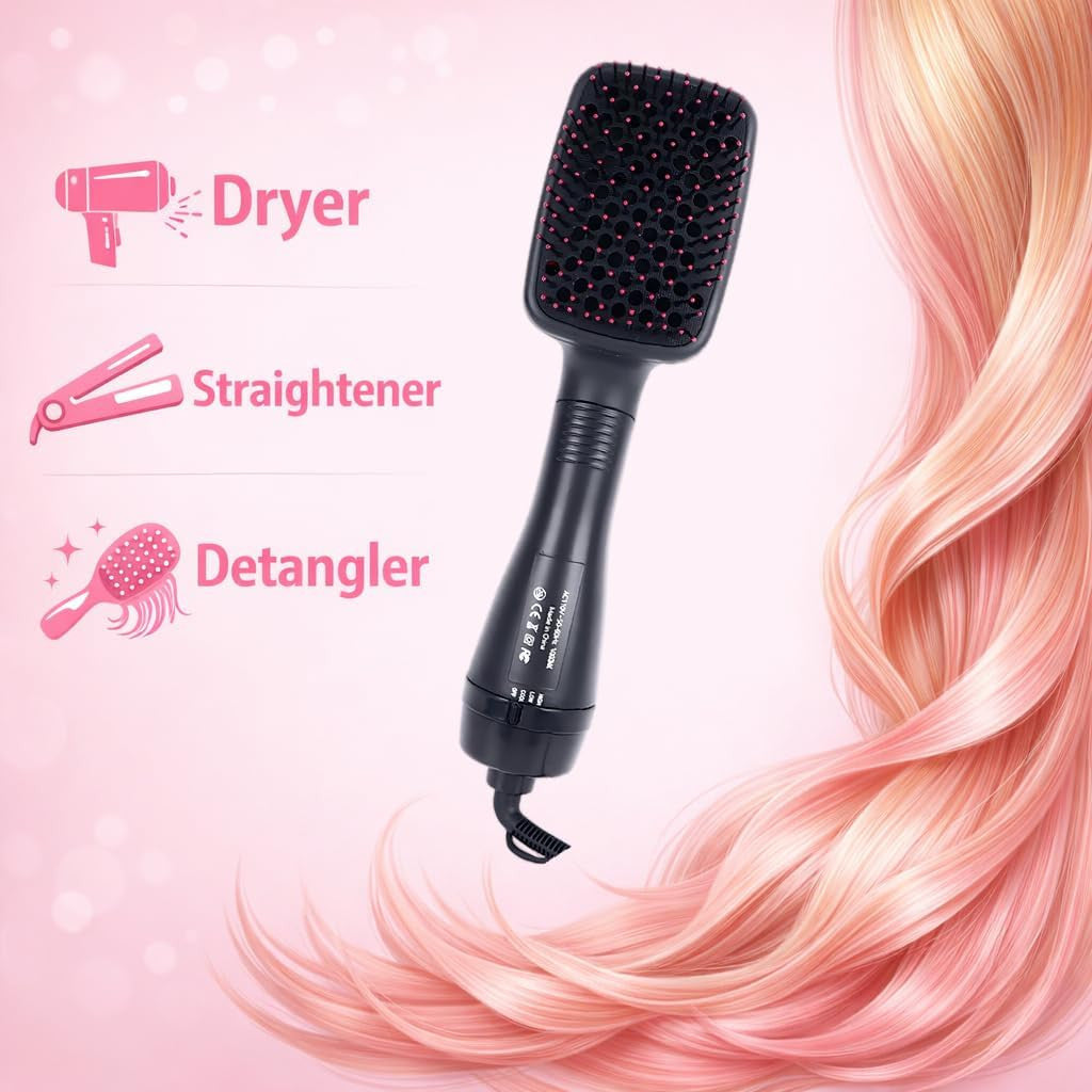 3-in-1 Hair Dryer Brush & Straightening Styling Tool for All Hair Types