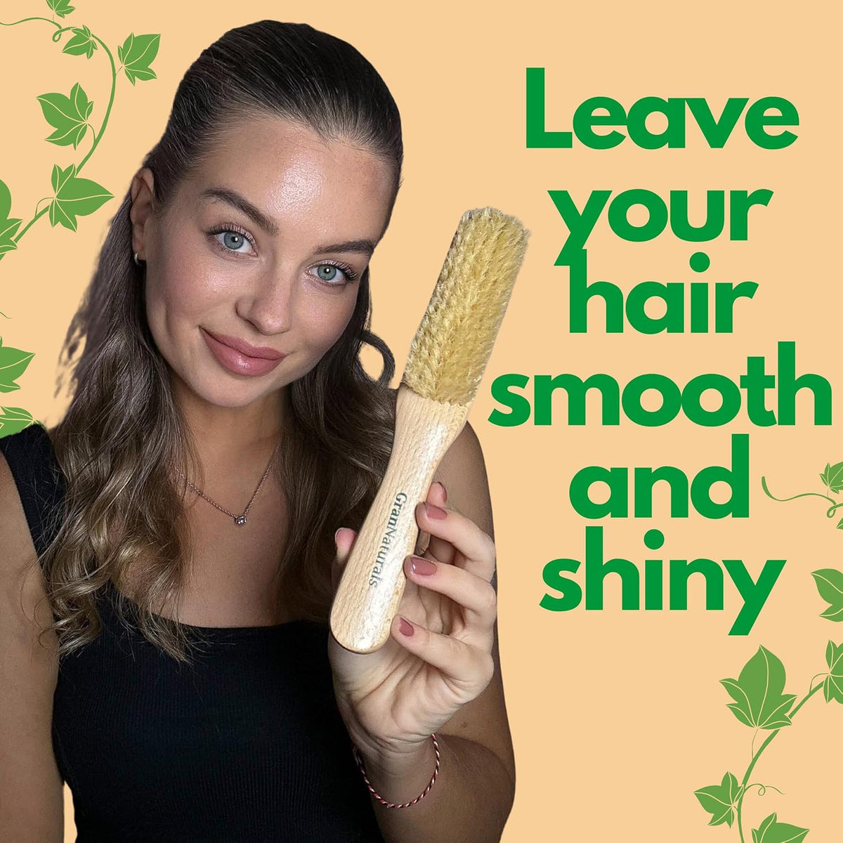 Boar Bristle Hair Brush for Smoothing & Styling - White Natural Oil Dispenser