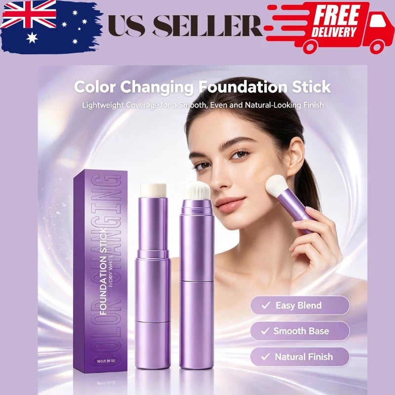 2-in-1 Waterproof Long-Lasting Foundation Stick with Soft Blending Brush