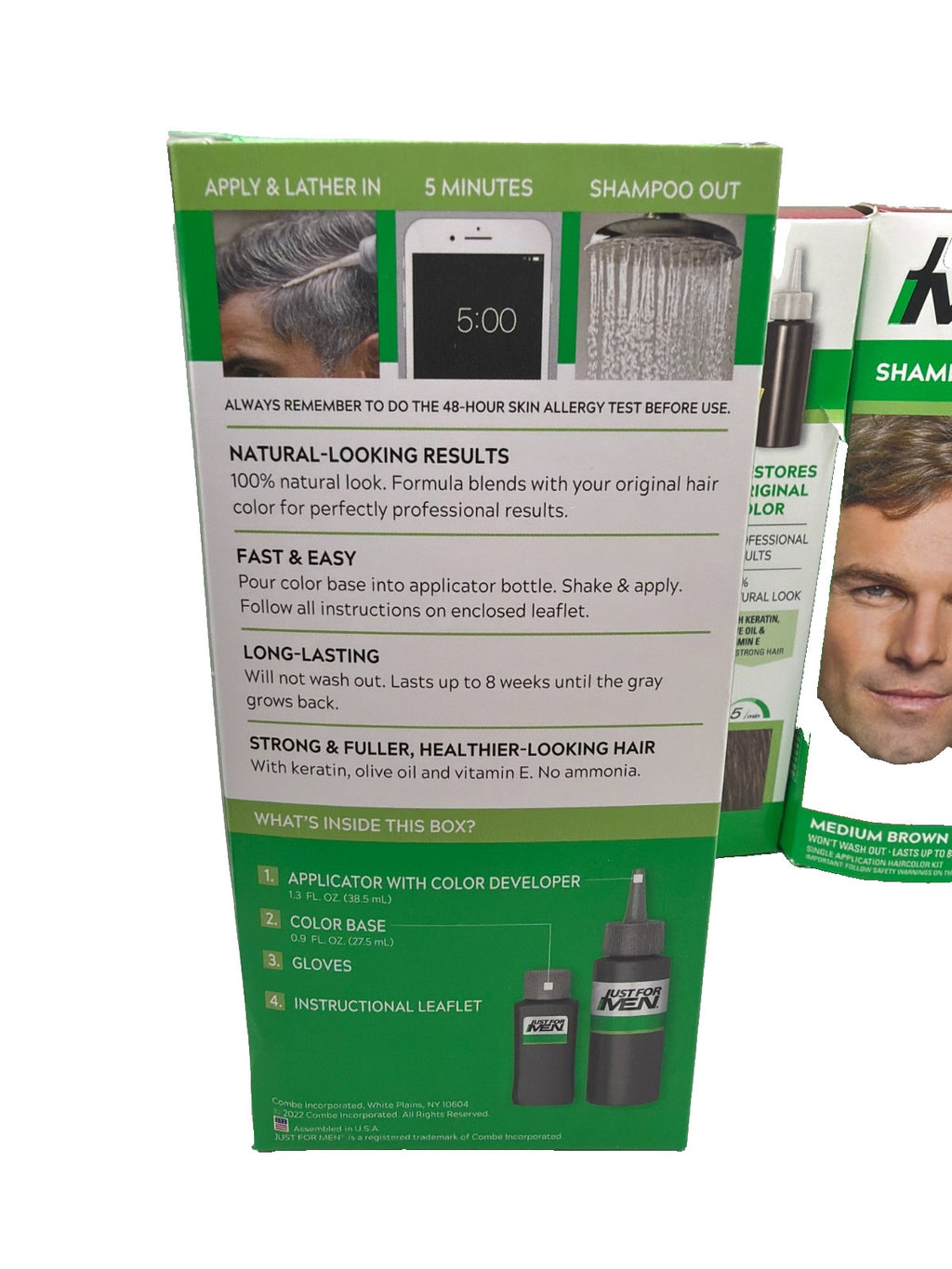 Men's Hair Color Shampoo in Medium Brown H-35 - 3 Pack