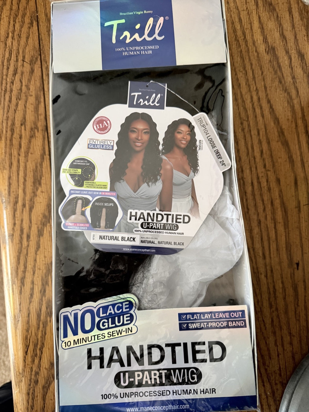 24-Inch Human Hair U-Part Wig Natural Black Loose Deep Style - Easy Application