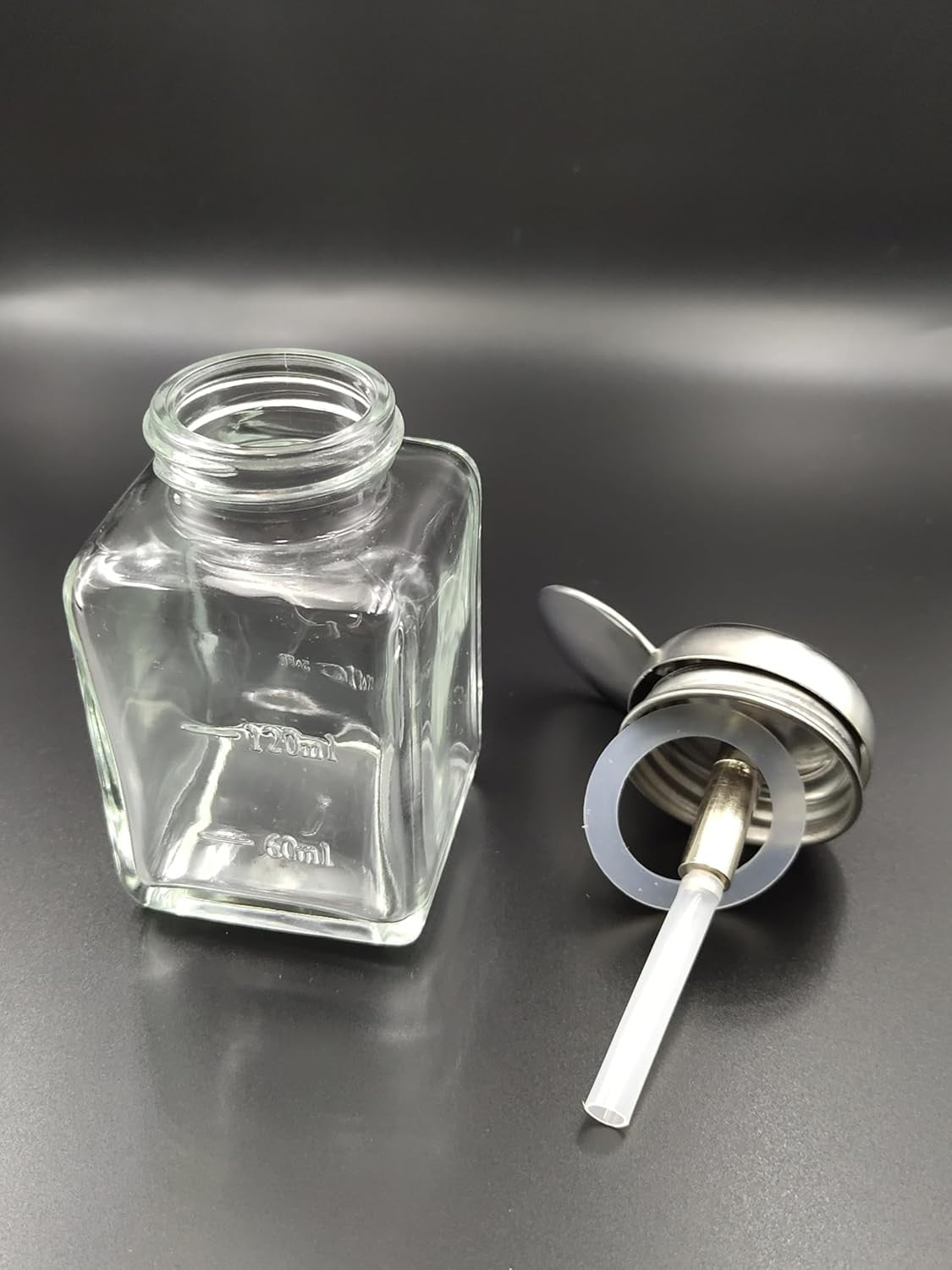 120ml Clear Glass Pump Dispenser Bottle for Liquids - Reusable Travel Container