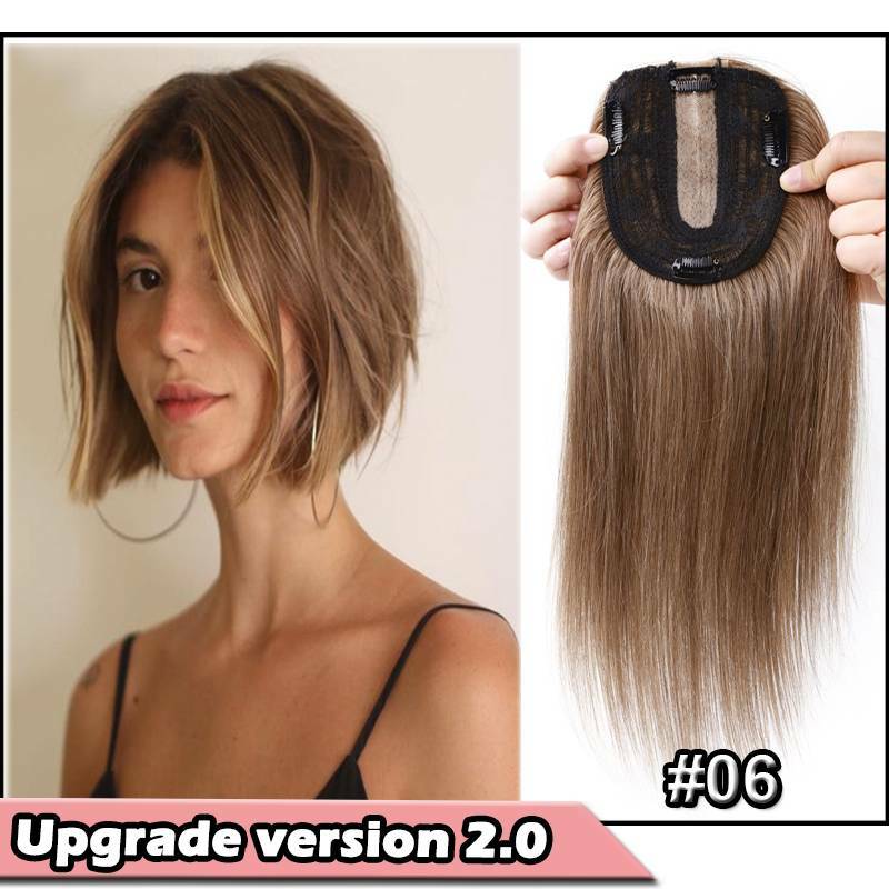 Clip-In Hair Topper with Silk Base - Remy Human Hair, Multiple Sizes & Colors