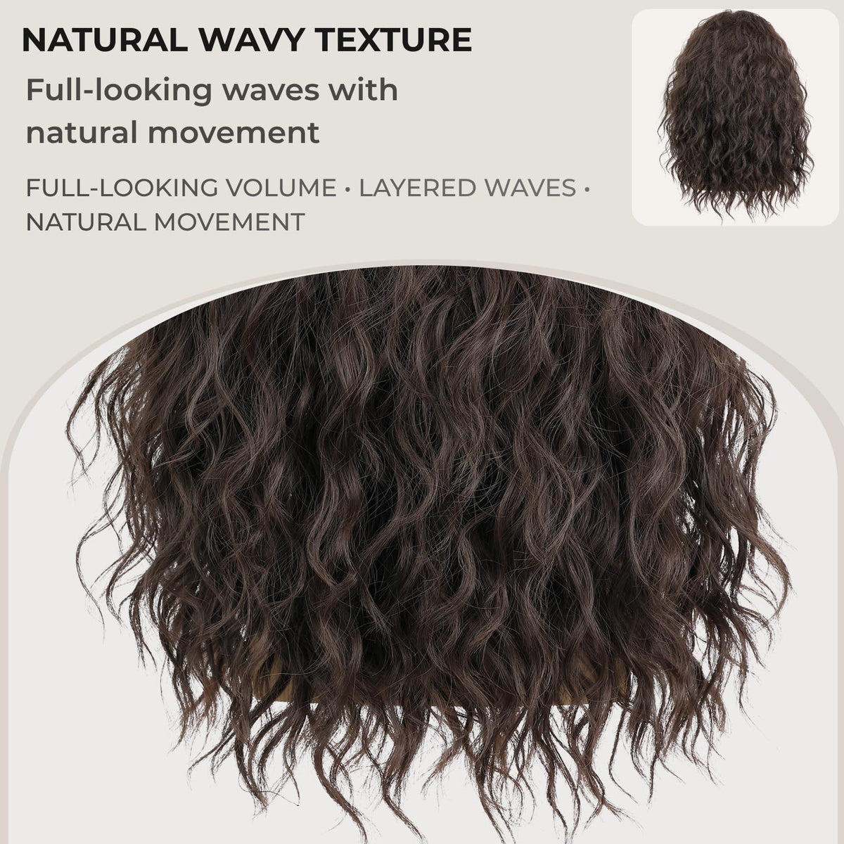 Men's Brown Wavy Costume Wig - Natural Look, Heat Resistant Synthetic Hair