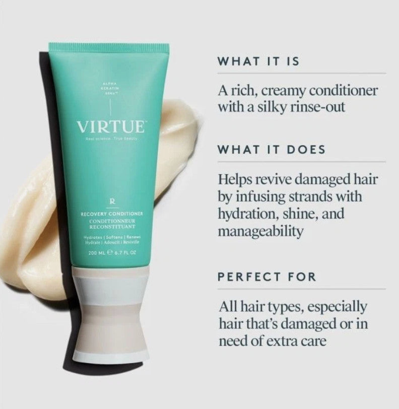 Virtue Recovery Conditioner 6.7oz for Damaged Hair - Hydrating & Repairing