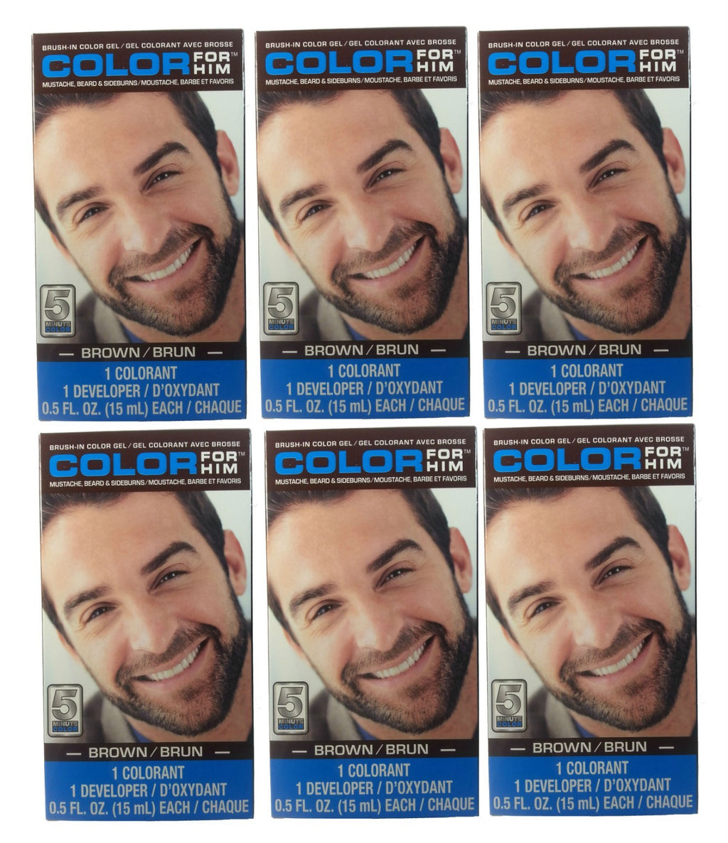 Men's Beard & Mustache Hair Dye Kit with Brush in Gel - Brown