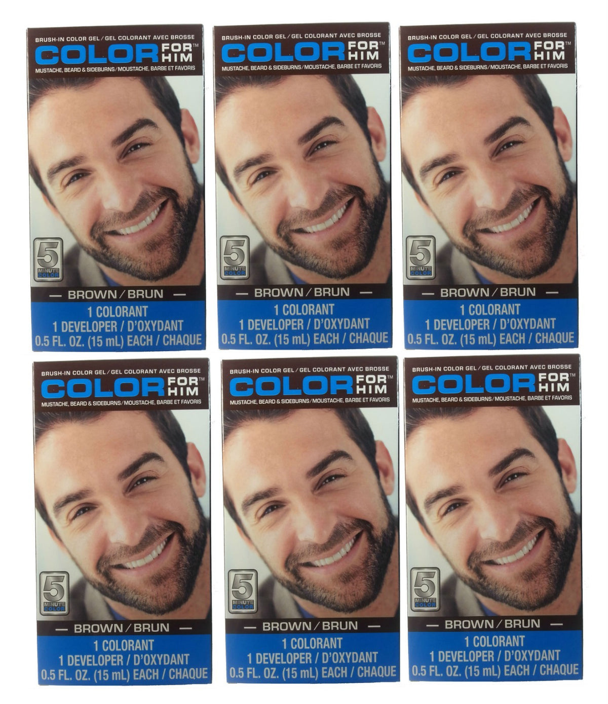 Men's Beard & Mustache Hair Dye Kit with Brush in Gel - Brown