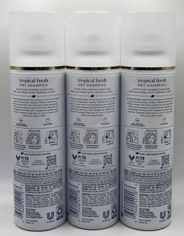 Dove Tropical Fresh Dry Shampoo 3-Pack - 5 Oz Each, Tangerine Scent