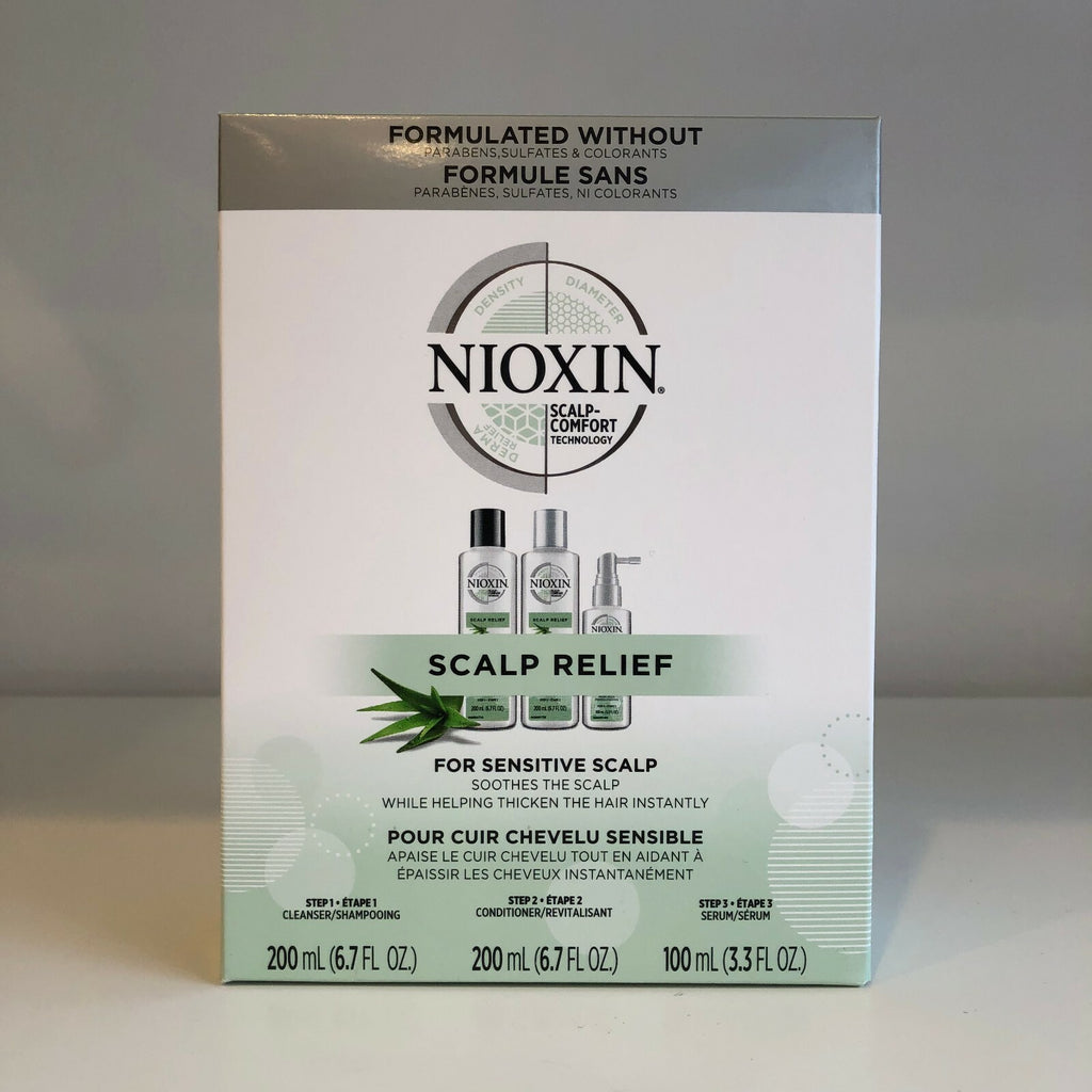 Nioxin Scalp Relief Shampoo Conditioner Serum Set for Sensitive Dry Scalp