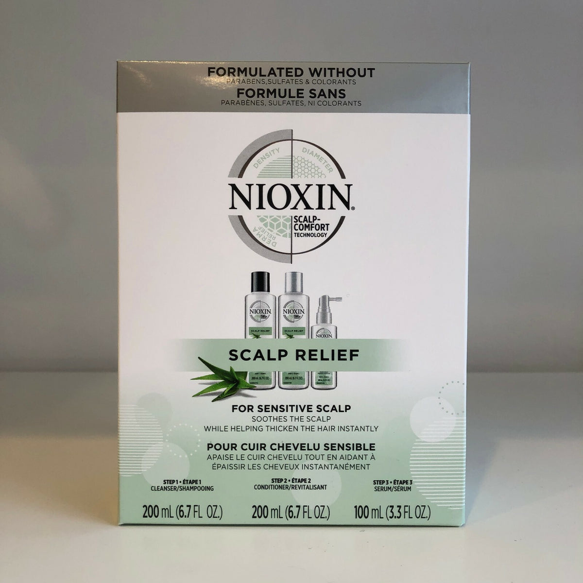 Nioxin Scalp Relief Shampoo Conditioner Serum Set for Sensitive Dry Scalp