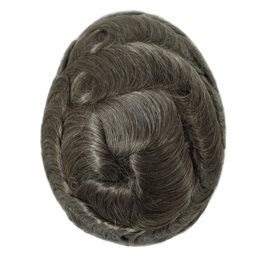 Men's Human Hair Toupee Injection Skin System Brown #7 8x10in Center Crown