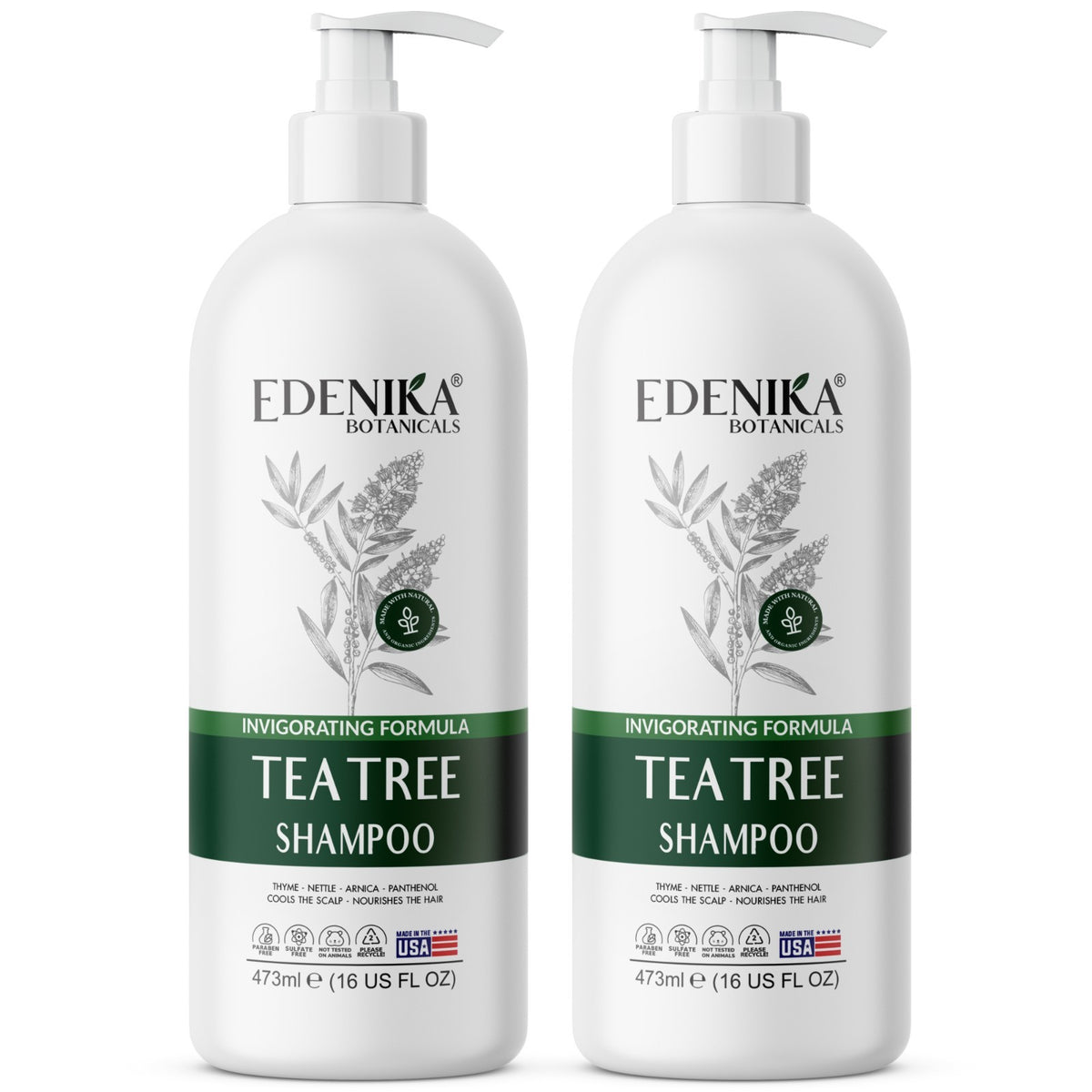Tea Tree Anti-Dandruff Shampoo for Dry Itchy Scalp - 16 oz, 2 Pack