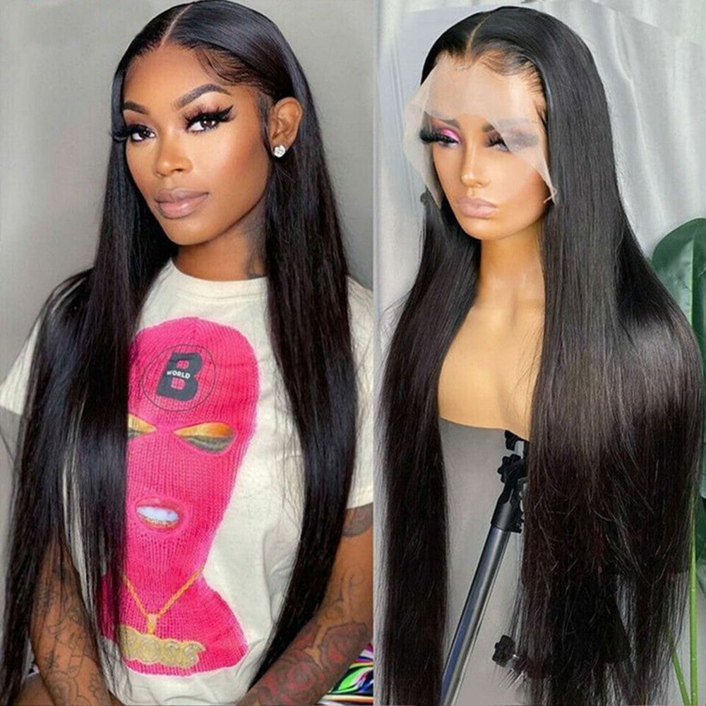30-Inch Natural Synthetic Lace Front Wig Long Straight Hair Heat Resistant