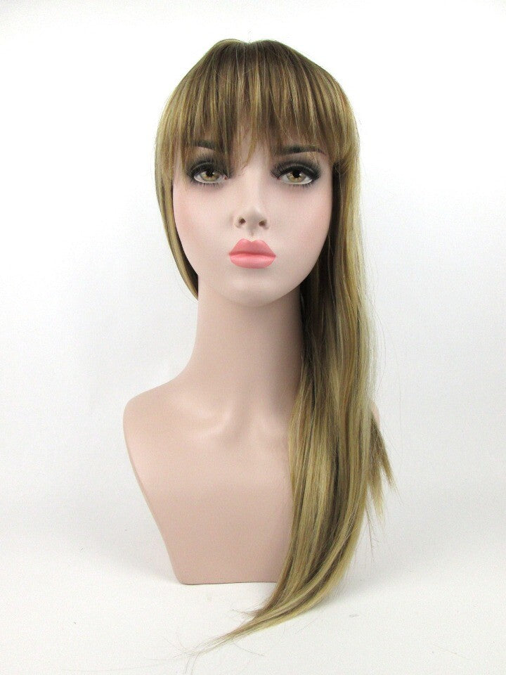 Women's Long Straight Hair Wig with Wispy Bangs - Center Parting