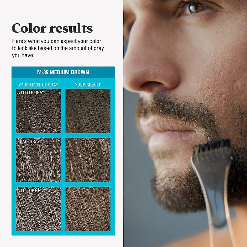 Beard & Mustache Coloring Kit for Gray Hair - Medium Brown 3 Pack
