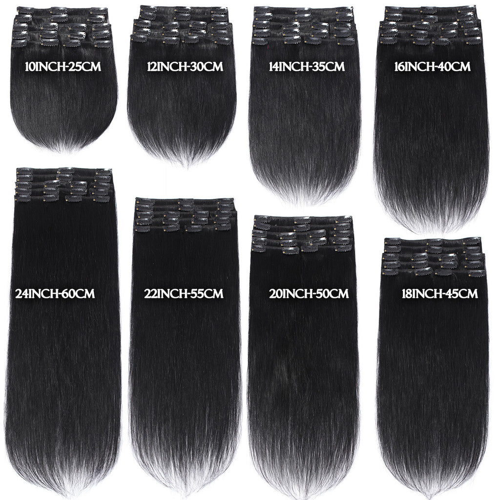 Clip-In Hair Extensions Full Head 8 Pieces Remy Human Hair 4-24 Inches