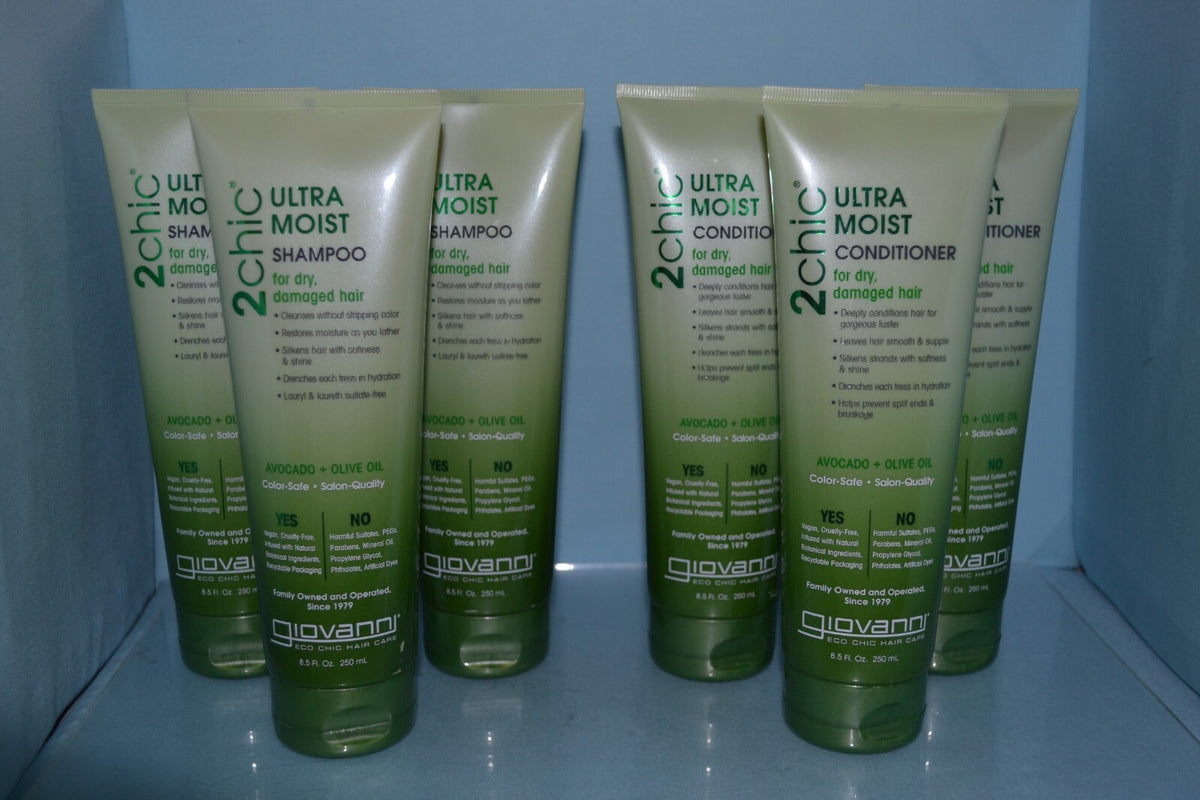 Giovanni 2chic Ultra Moist Shampoo & Conditioner Set for Dry Damaged Hair - 8.5 fl oz