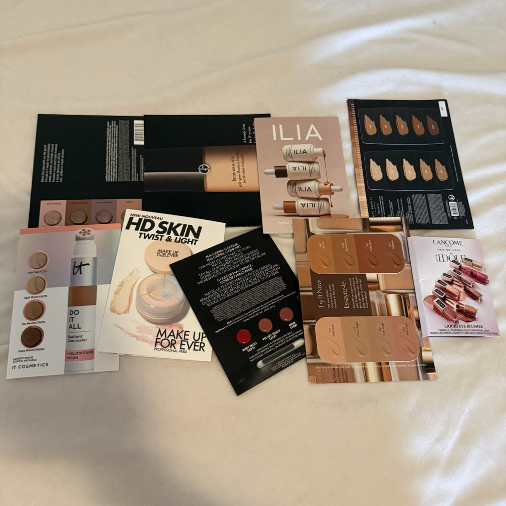 Makeup Foundation Sampler Lot – 19 Pcs Including Brow Gel (Sephora, Fenty, Anastasia)