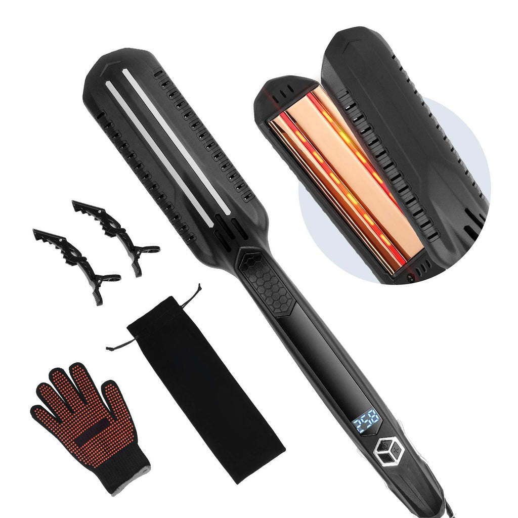 Titanium Flat Iron Hair Straightener 1.5 Inch Dual Infrared Professional Styling Tool
