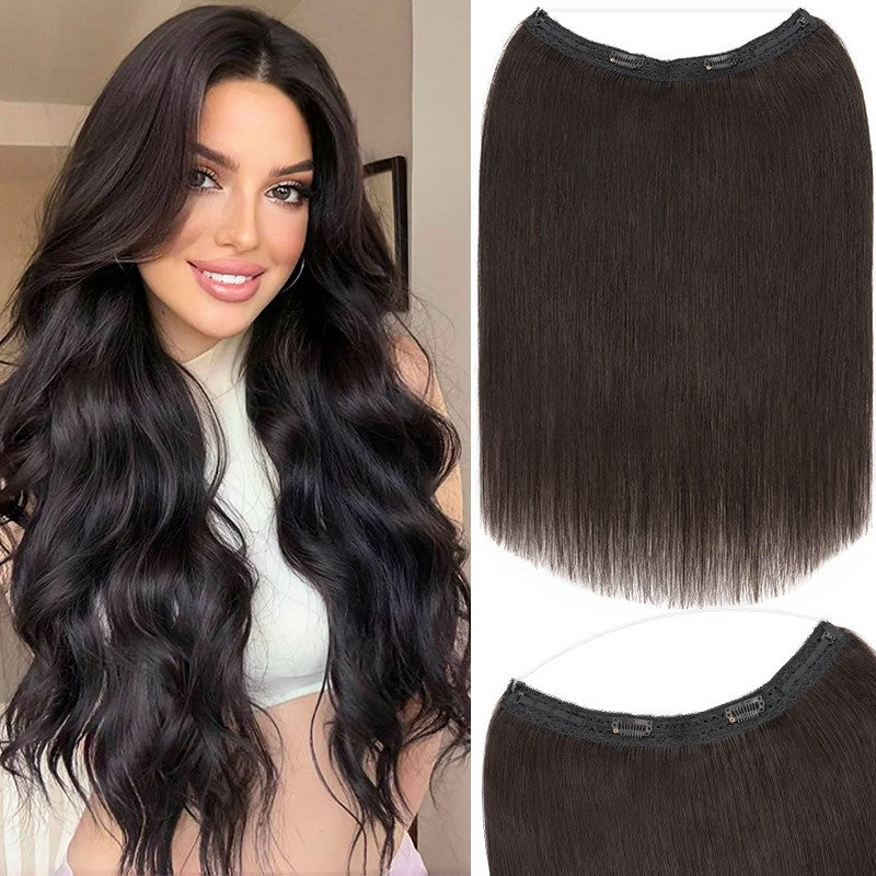 Remy Human Hair Clip-In Extensions with Invisible Wire & Clips - Thick, Natural Look