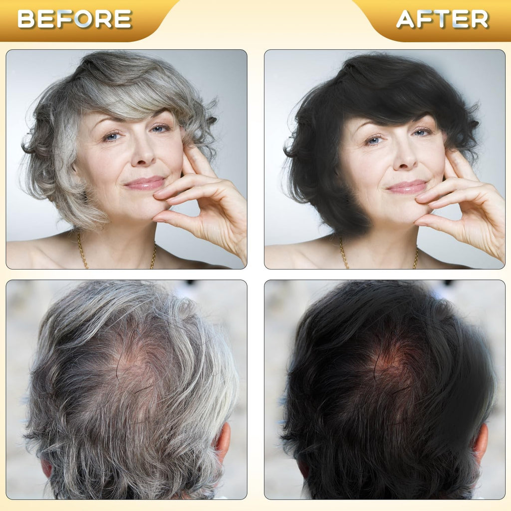 Herbal Black Hair Dye Shampoo 3 in 1 for Gray Coverage - 16.9 Fl Oz