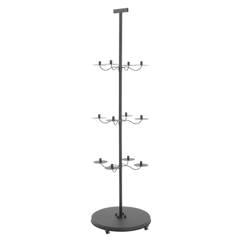 12-Head Wig Display Stand with Wheels - Black Iron Storage Rack for Wigs