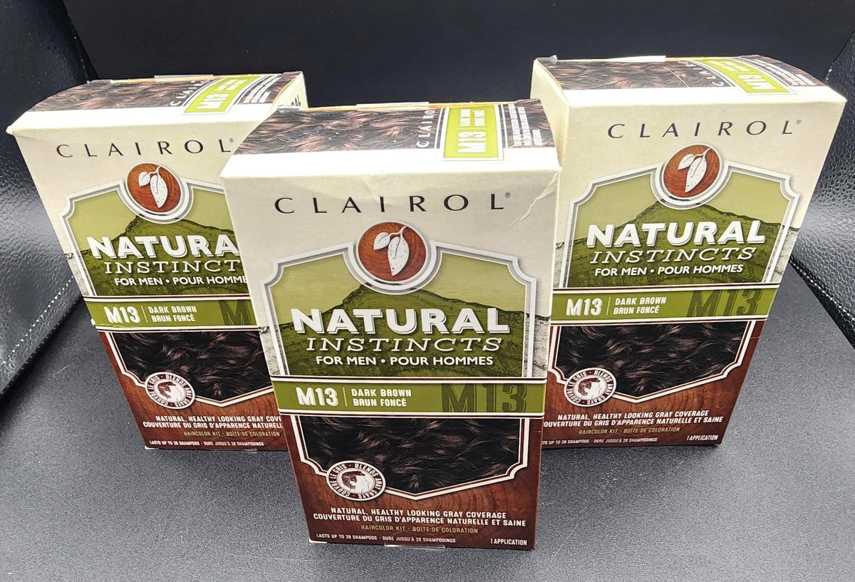 Men's Hair Color Dye Kit Dark Brown M13, Natural Instincts, 3 Pack