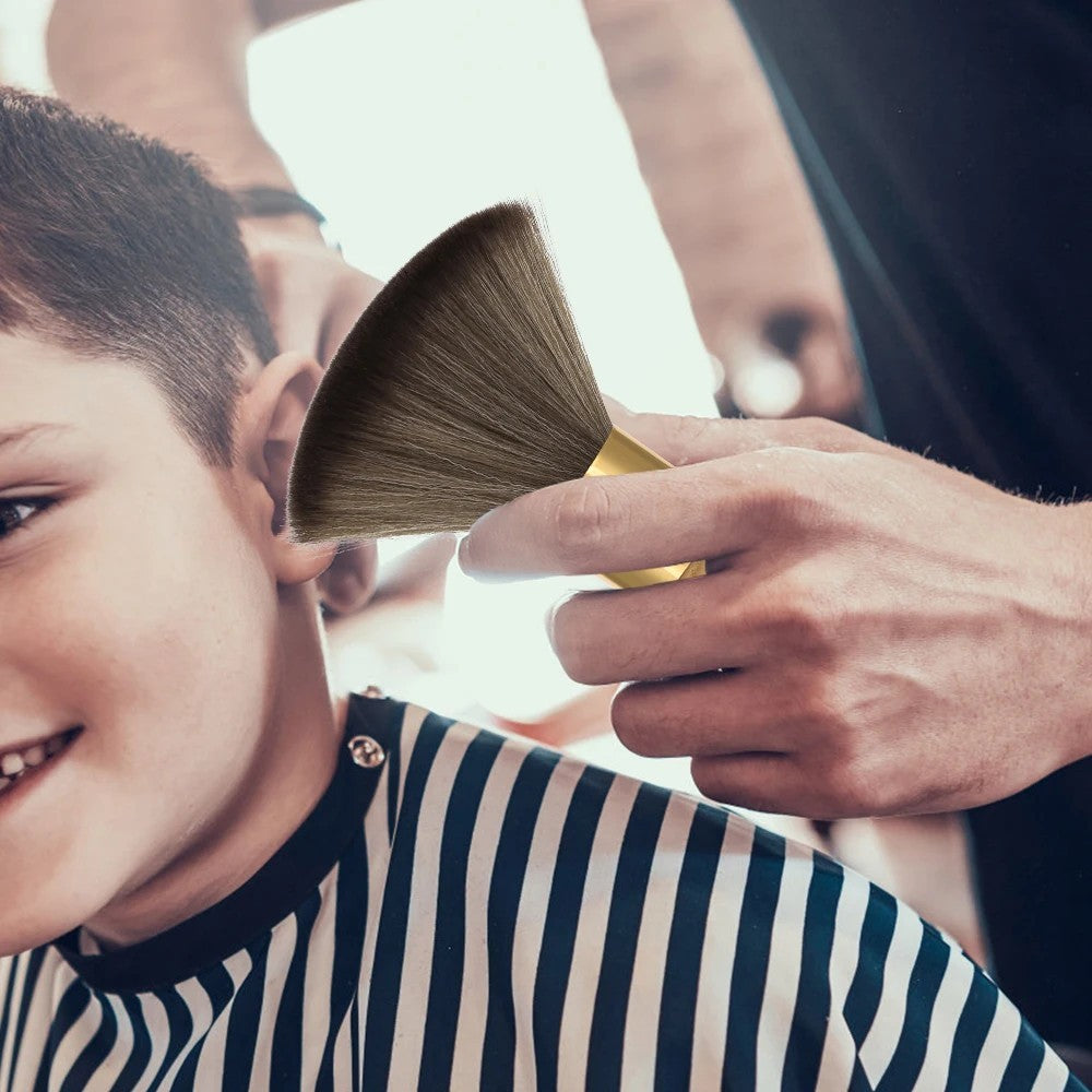 Professional Barber Neck Duster Hair & Face Cleaning Brush with Wooden Handle