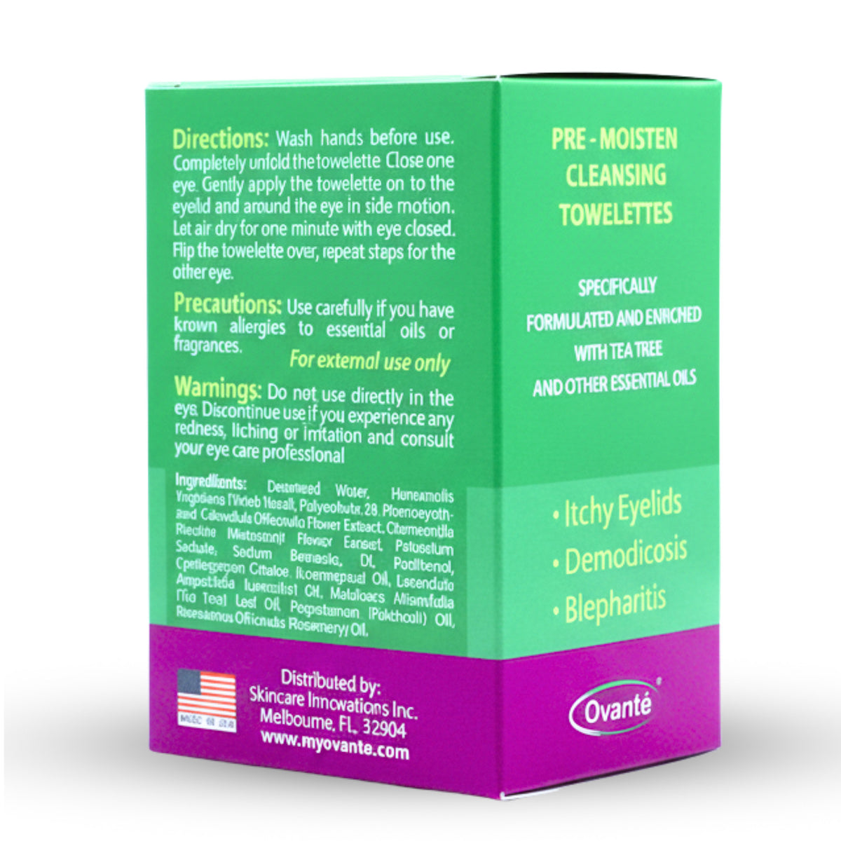Eyelid & Face Cleansing Wipes for Demodex, Blepharitis, Itchy Eyes - 14 Pack