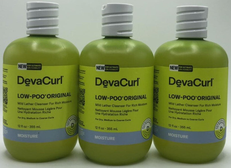DevaCurl Low Poo Original Cleansing Shampoo - 12 Fl Oz, Pack of 3