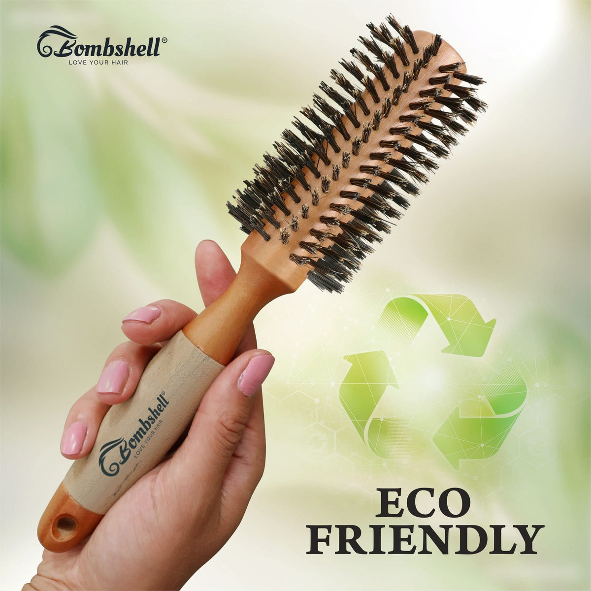 2.25 Inch Birch Wood Round Hair Brush with Boar & Nylon Bristles - Styling & Blow Drying