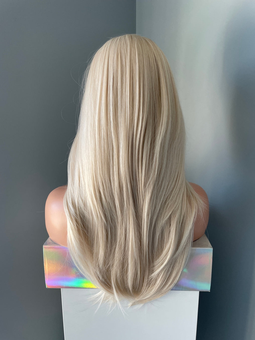 Long Platinum Blonde Straight Wig - 24 Inch Natural Look Synthetic Hair