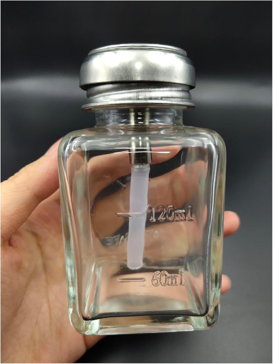 120ml Clear Glass Pump Dispenser Bottle for Liquids - Reusable Travel Container