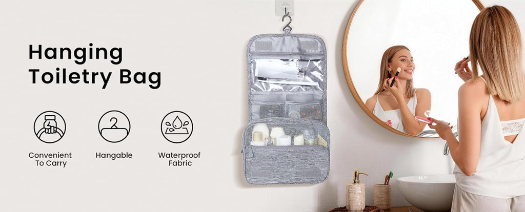 Large Waterproof Travel Toiletry Bag with Hanging Organizer for Men Women