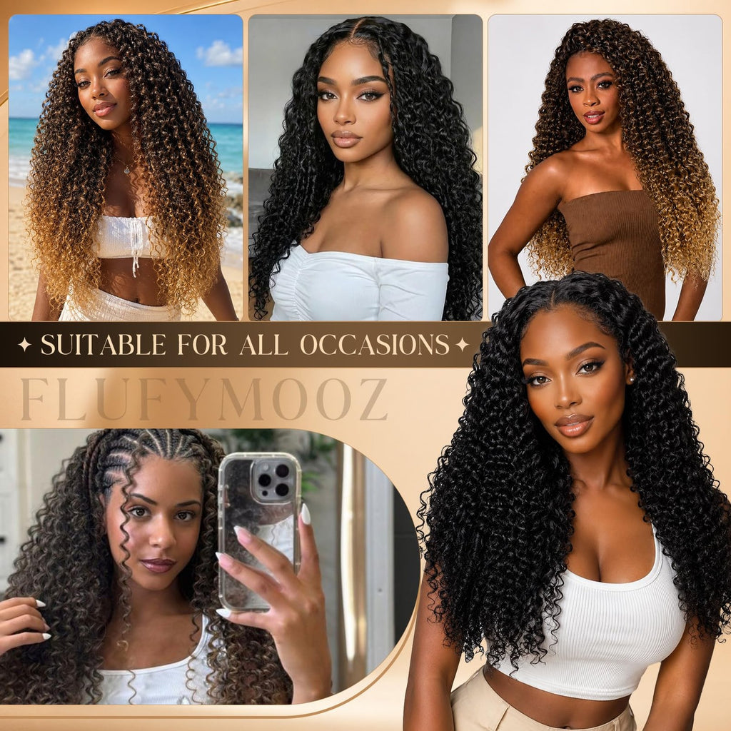 Kinky Synthetic Hair Weave Bundles - Natural Black, 18-22 Inch, Pack of 6