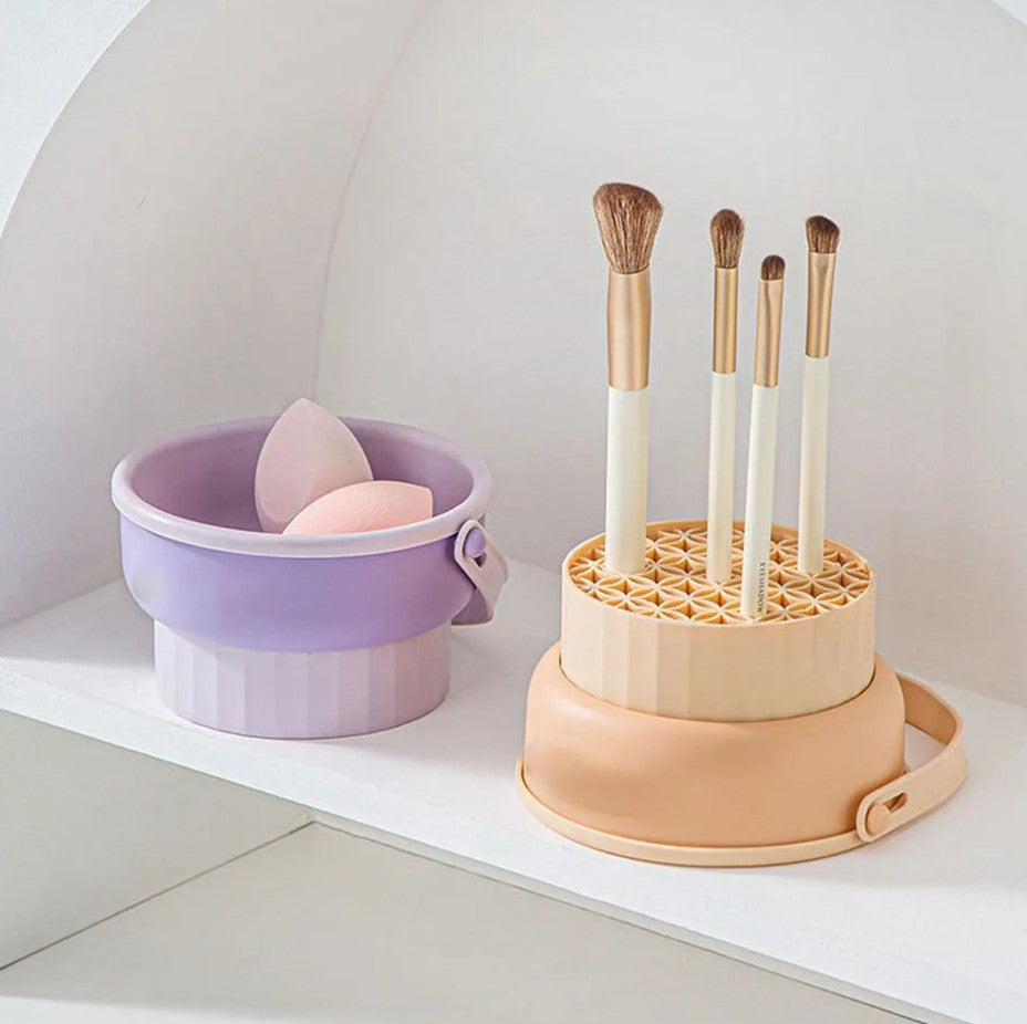 Silicone Makeup Brush Cleaning Bowl & Drying Tool - Portable & Reusable