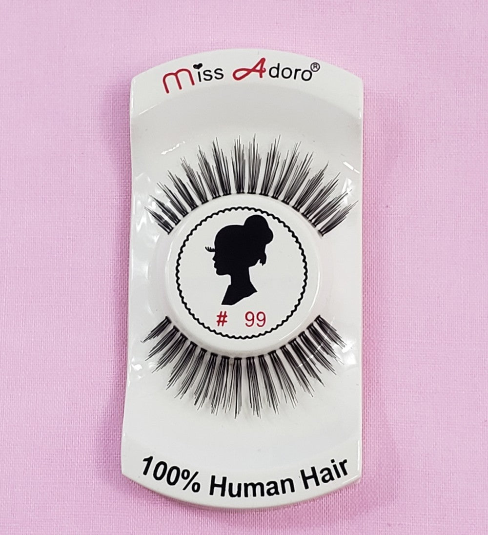 12 Pack Human Hair False Eyelashes Style #99 Natural Touch Lightweight & Handmade